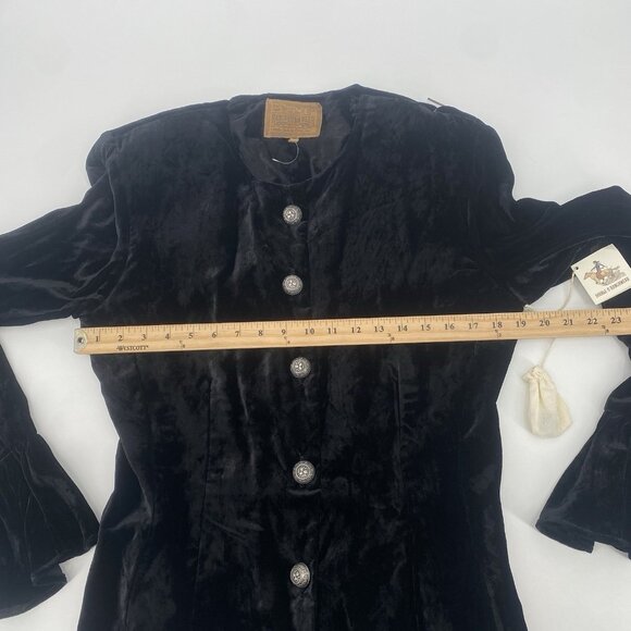 Double D Ranch VTG Size M Western Crushed Velvet Jacket Black RARE Shoulder Pads - Picture 11 of 16